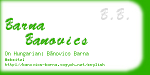 barna banovics business card